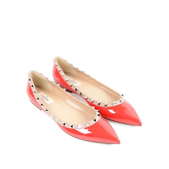 Valentino Rockstud Patent Leather Ballet Flats - EU 35 US 5 Red - Picture 1 of 6